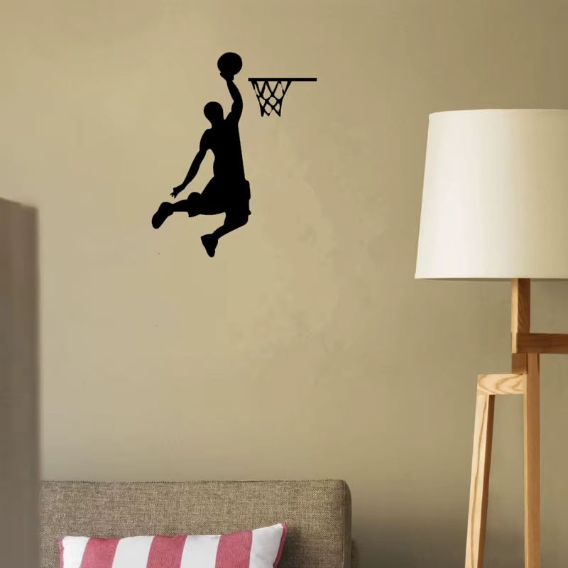 Autocollant mural Dunk de joueur de basket-ball de dessin animé