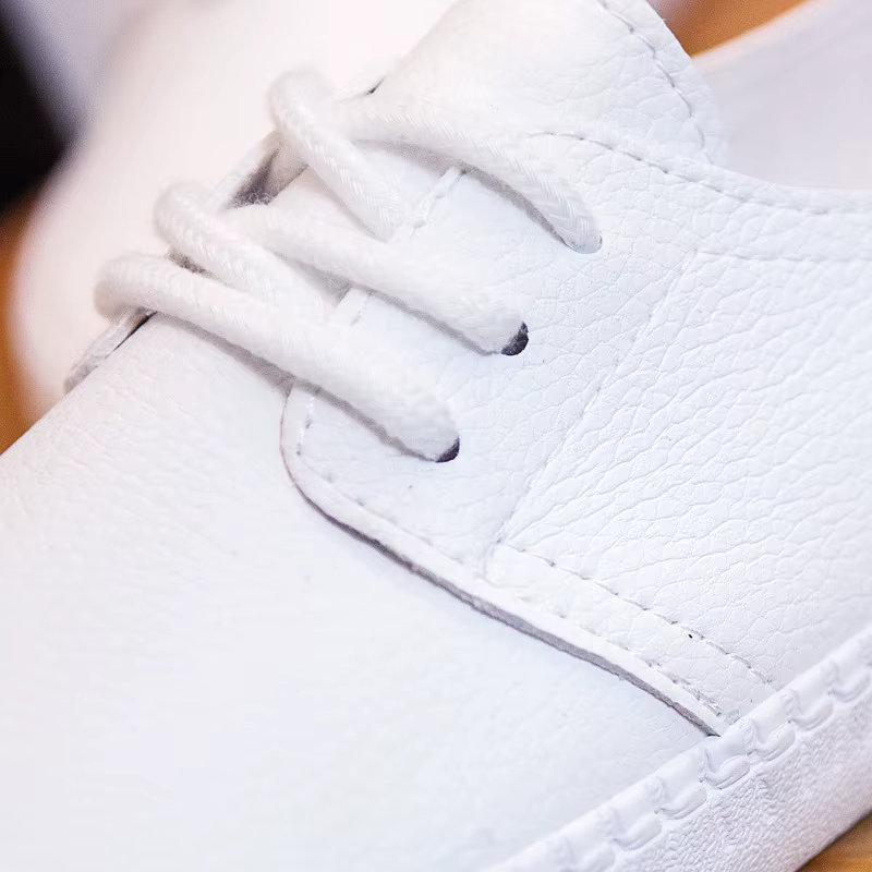 Femmes baskets blanches couleur unie Style de base tout Match dame chaussures talon plat en cuir souple à lacets bonne qualité filles chaussure noir