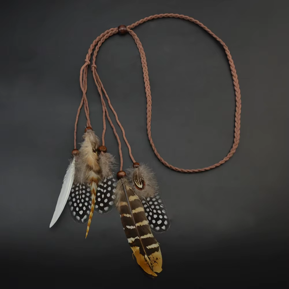Bandeau de Sauna en Plumes de Style Boho, Coiffe, Cheveux Tribaux, Corde, Pièces de Sauna, Hiphelicopter, ix, Bijoux Indiens, Mode Gitane