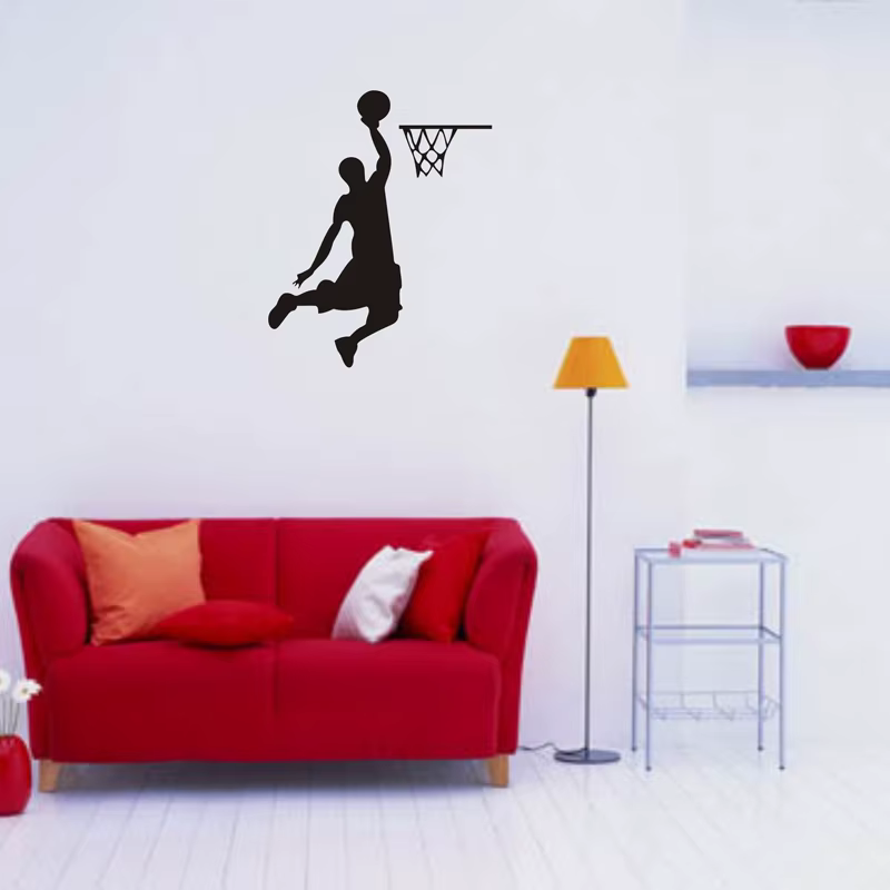 Autocollant mural Dunk de joueur de basket-ball de dessin animé