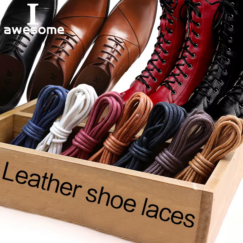 1 paire de lacets de chaussures ronds en coton ciré