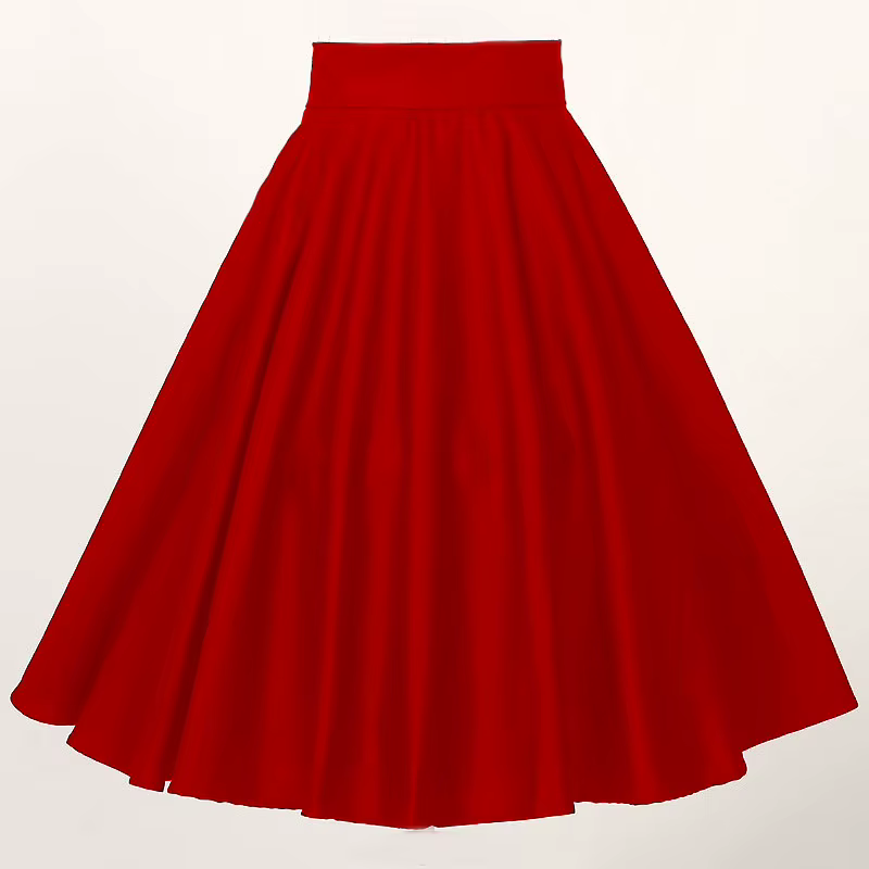 Jupes mi-longues en coton pour danse Rockabilly, vêtements de fête pour femmes, tenue de Club, cercle complet, Long patineur, noir, rouge, années 1950, 4xl, 2025