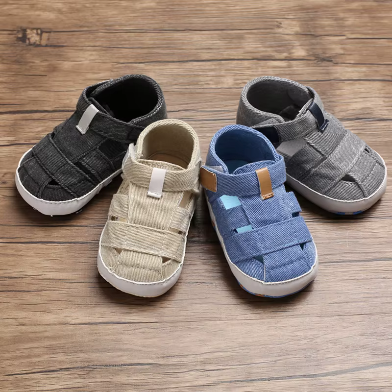 Chaussures en toile coordonnantes à semelle souple pour bébé garçon et fille