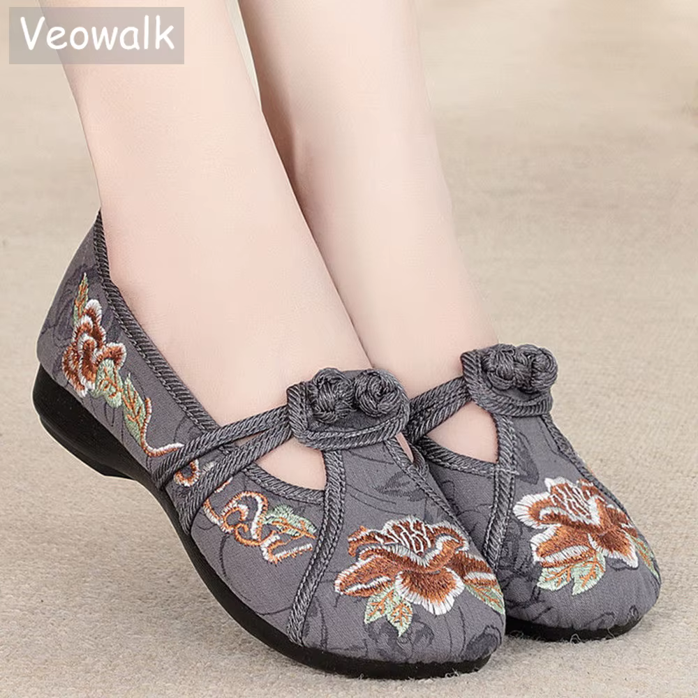 Veowalk-Mocassins en tissu de coton doux pour femmes
