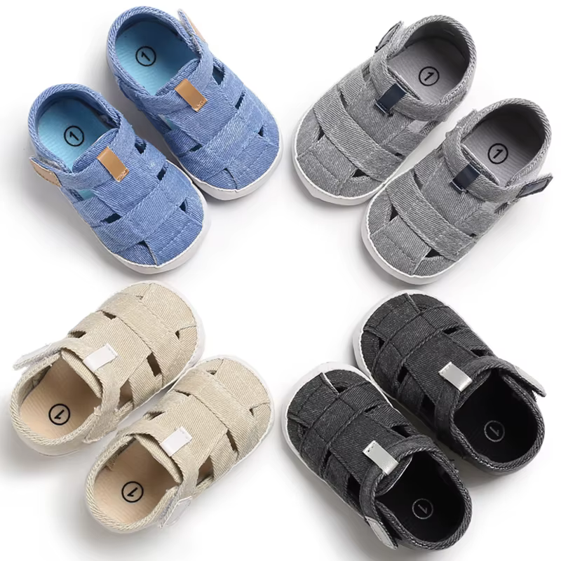 Chaussures en toile coordonnantes à semelle souple pour bébé garçon et fille