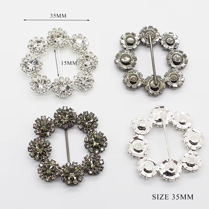 Boucles brillantes en strass pour chaussures