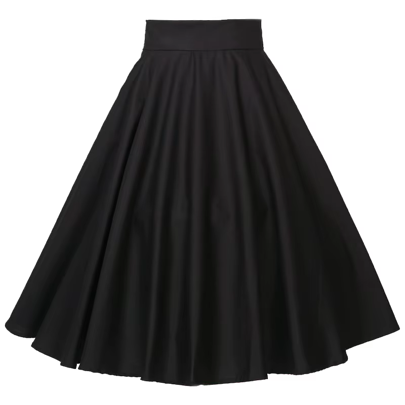 Jupes mi-longues en coton pour danse Rockabilly, vêtements de fête pour femmes, tenue de Club, cercle complet, Long patineur, noir, rouge, années 1950, 4xl, 2025