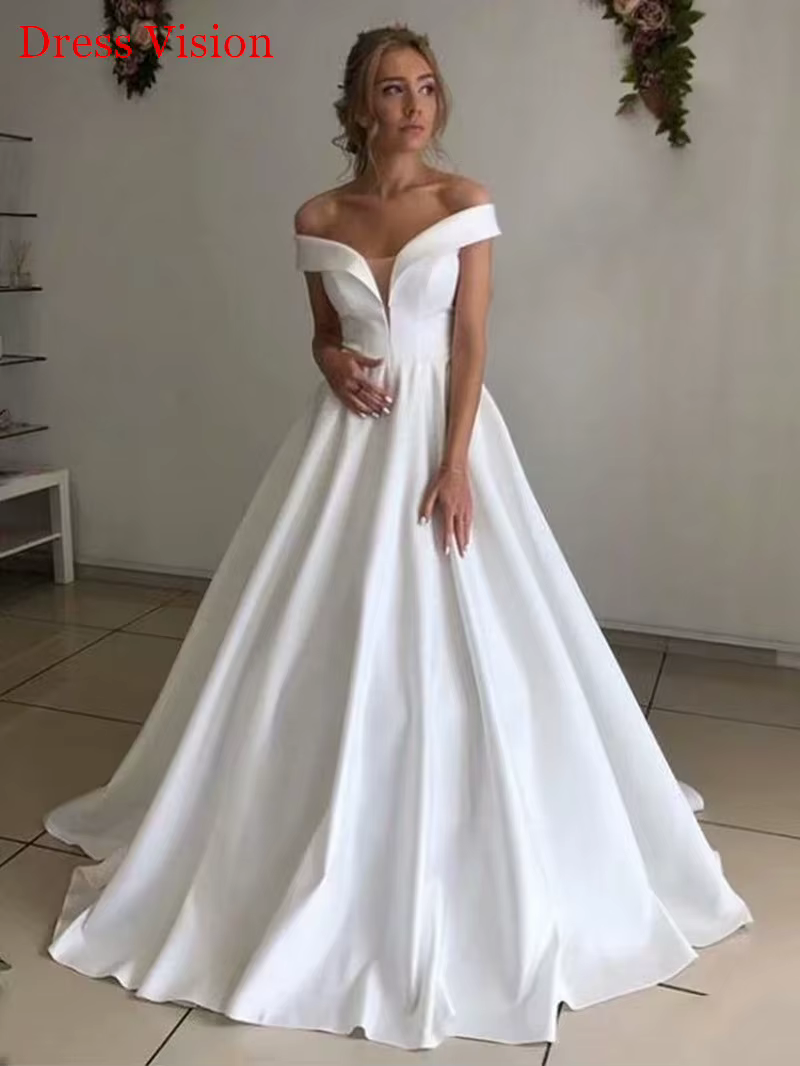 Robe de mariée personnalisée en satin ivoire sexy pour l'automne – Robe de mariée transparente pour mariage