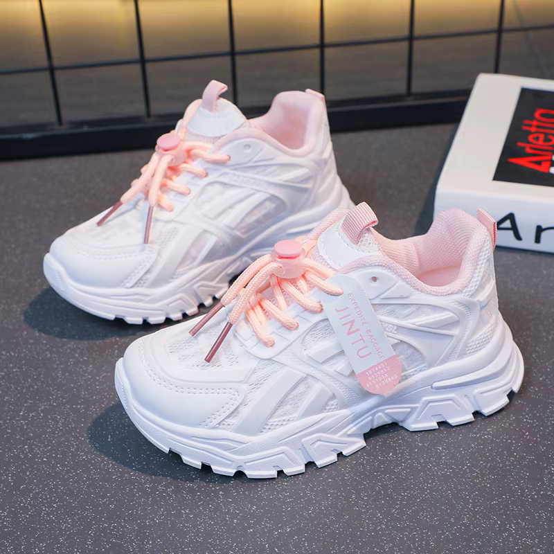 Filles réseau rouge papa chaussures 2024 printemps et automne nouvelle Version coréenne pour enfants résistant à