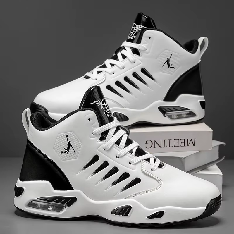 Chaussures de basket-ball montantes pour hommes avec design en maille respirante pour un confort maximal