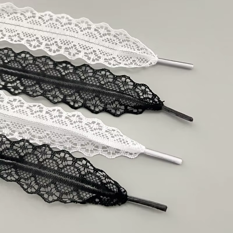 1 paire de lacets plats fantaisie en dentelle pour baskets