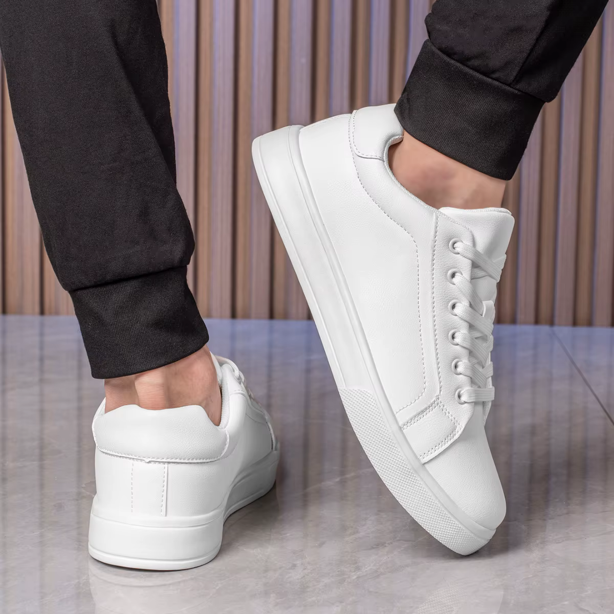 Cuir hommes chaussures baskets tendance