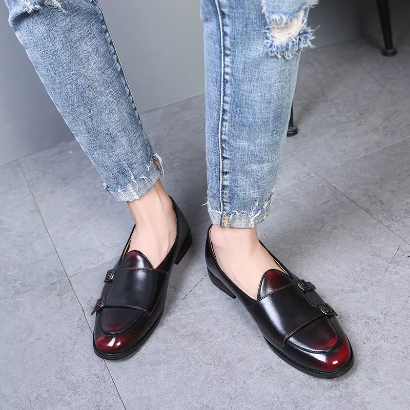 Homme chaussures en cuir mocassins designer mode Slip-on Original décontracté confortable Double monkstrap robe chaussure