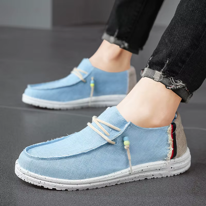 Printemps été bleu hommes chaussures bateau décontractées léger sans lacet