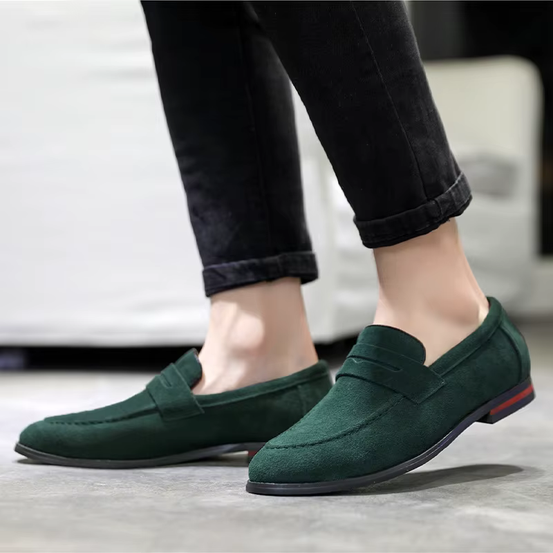 Chaussures décontractées pour hommes mocassins en daim mode sans lacet