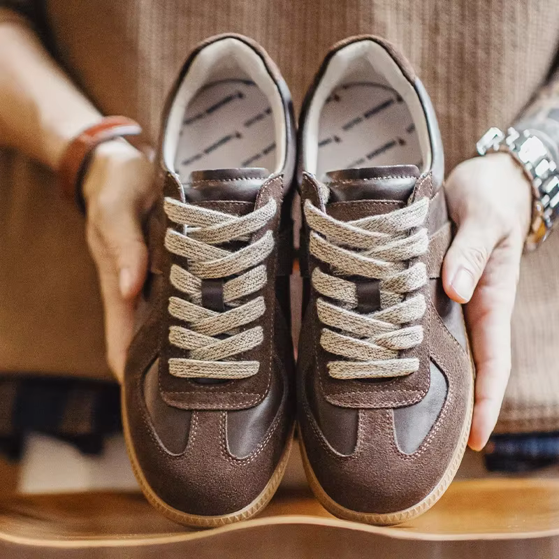 Chaussures de sport classiques Maden en cuir marron