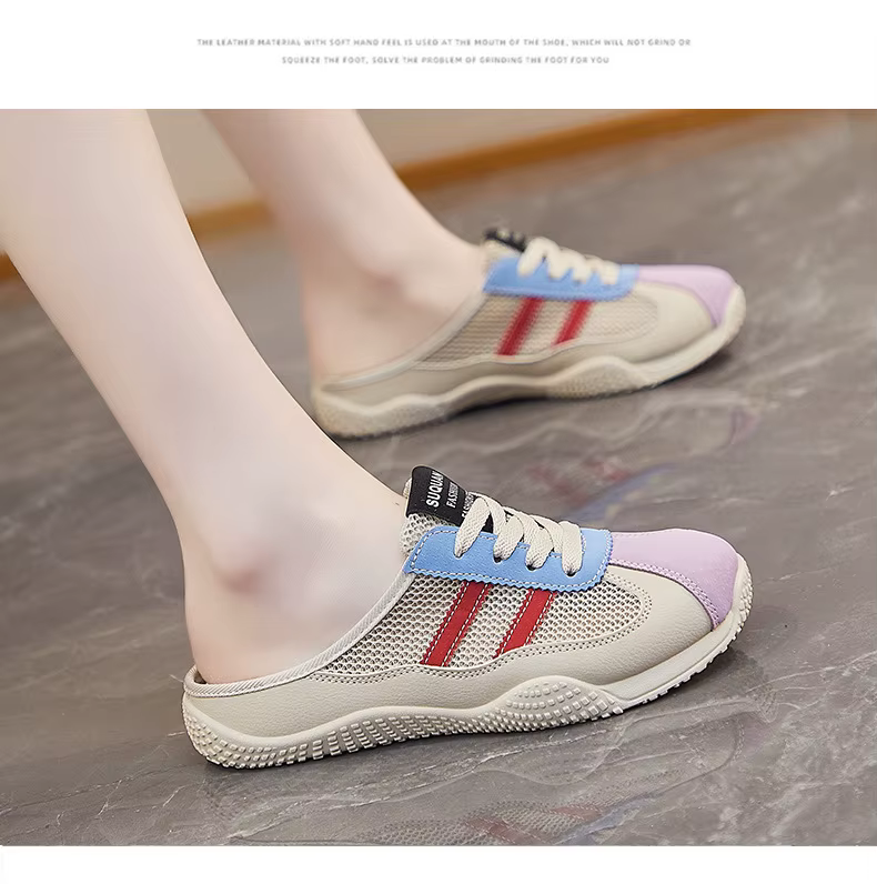 Chaussures plates pour femmes maille Patchwork femme à lacets Sneaker sans talon