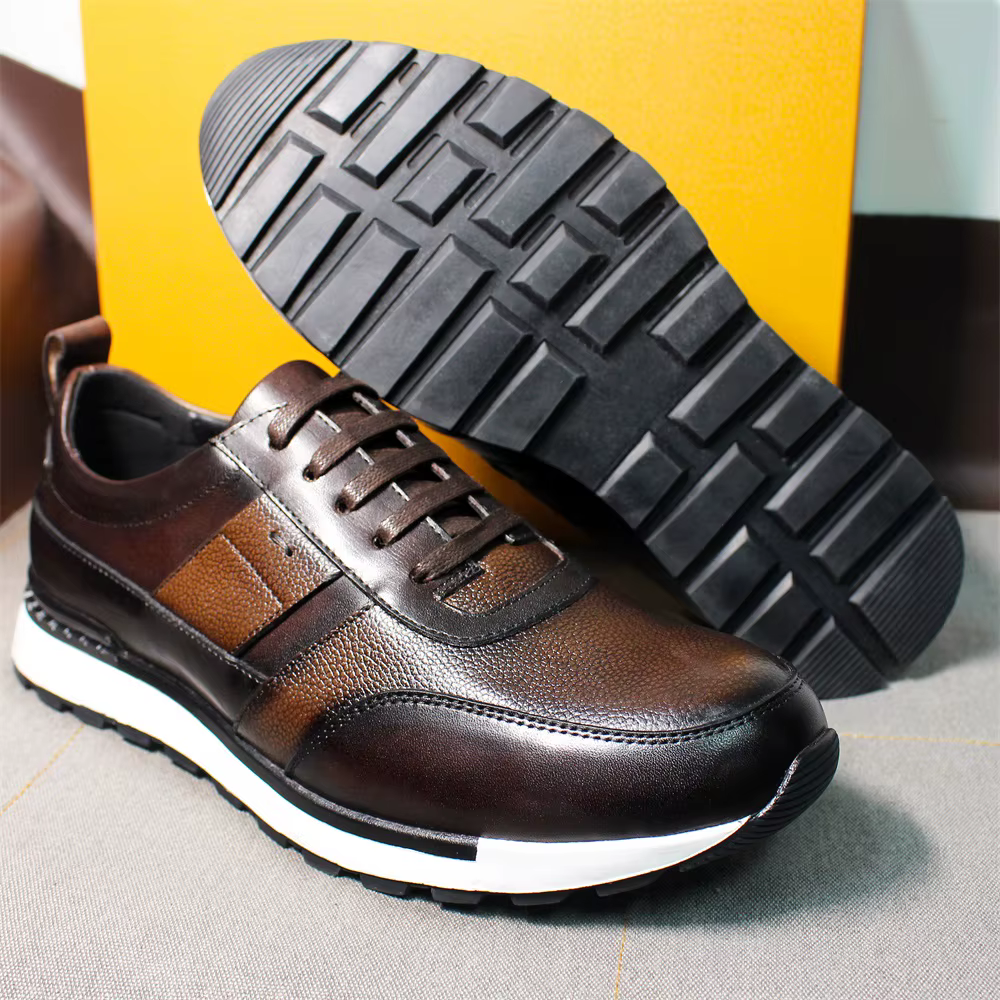 Baskets classiques en cuir véritable pour hommes