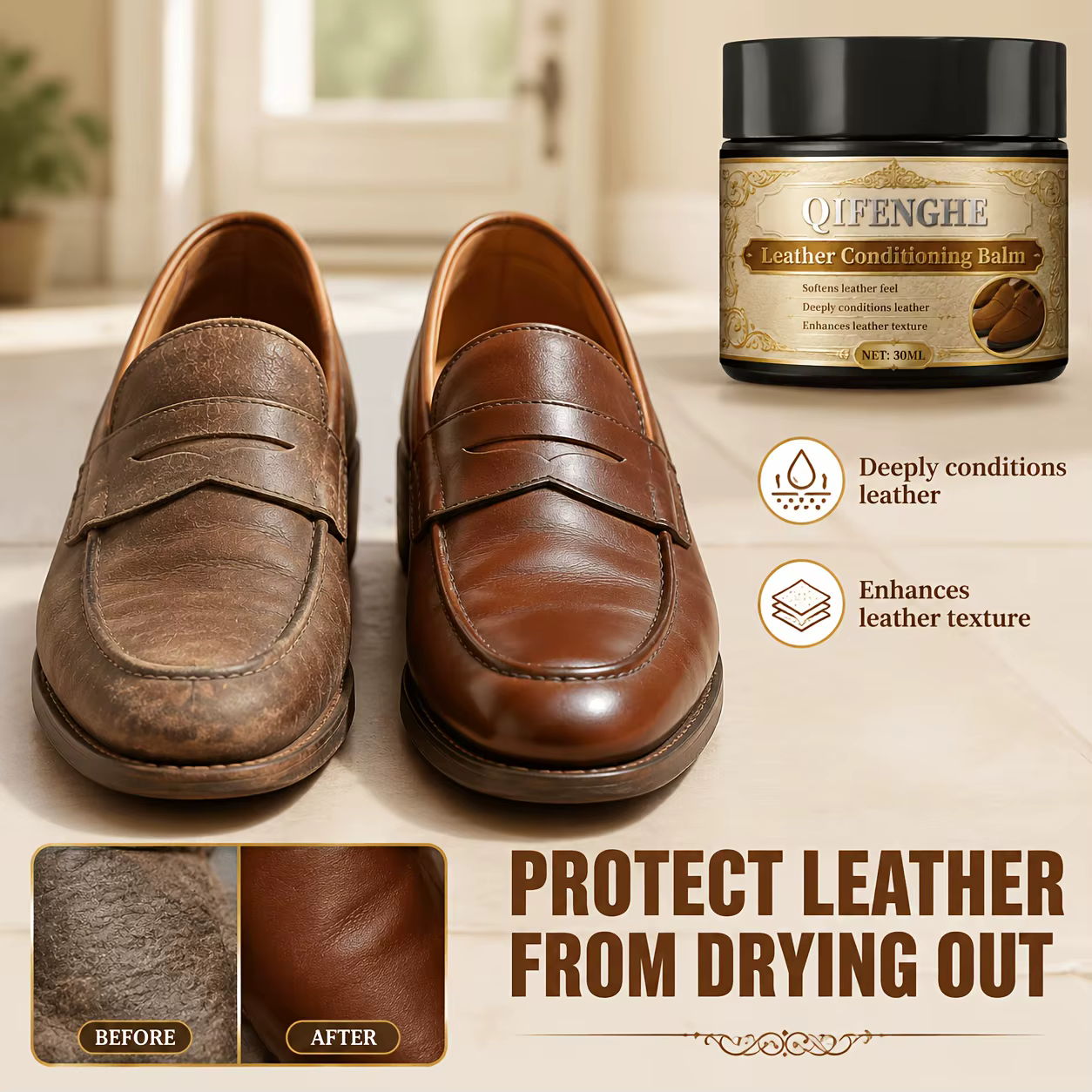 Crème d'entretien pour chaussures en cuir - Baume rénovateur