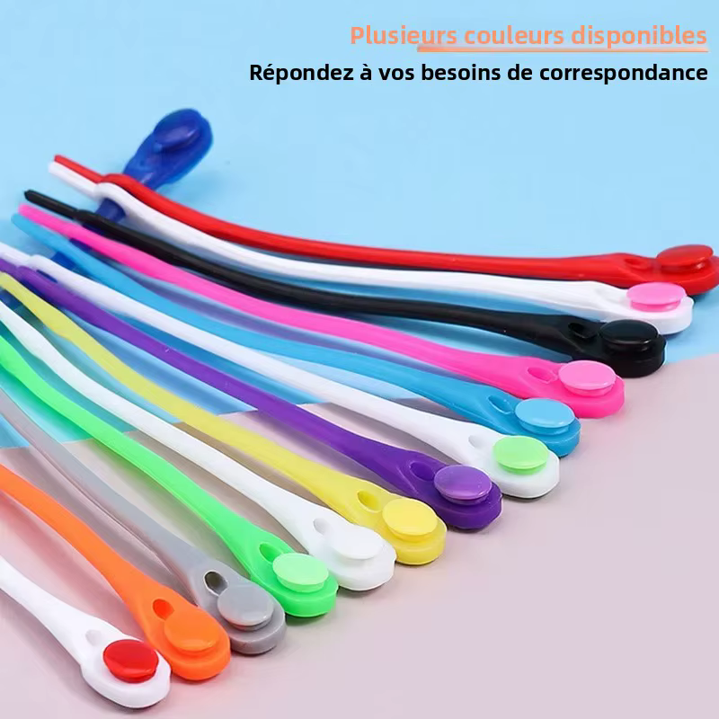 12 lacets de chaussures unisexes en silicone