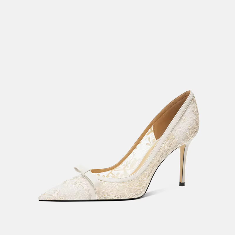 Chaussures sexy en dentelle et peau de mouton pour femmes