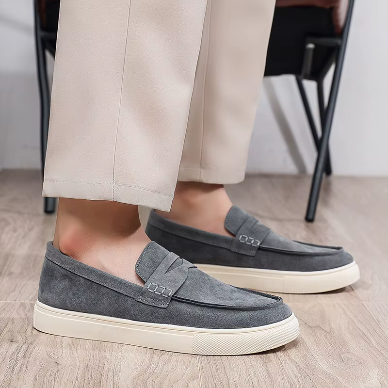 Printemps été marron daim mocassins hommes sans lacet