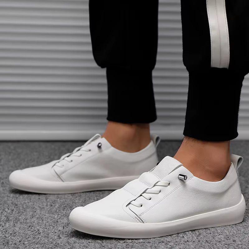 Baskets en cuir blanc pour hommes