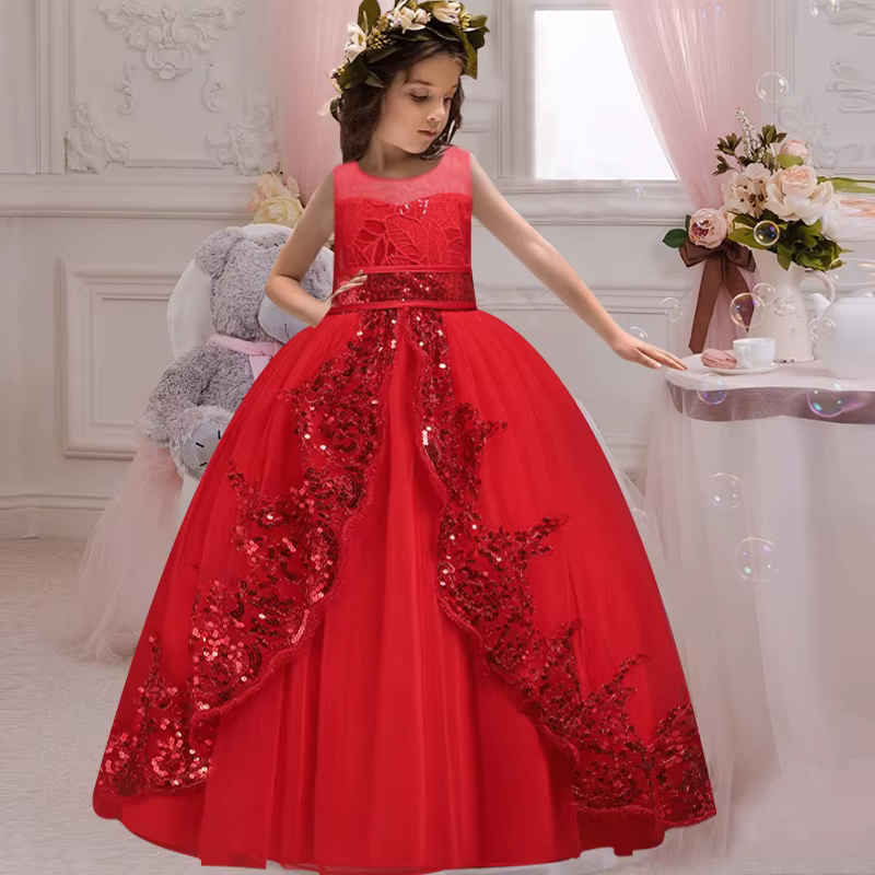 Robe de mariée longue pour filles, nouveau style, fleur, demoiselle d'honneur, banquet, segments, spectacle, remise des diplômes, boutique, fête
