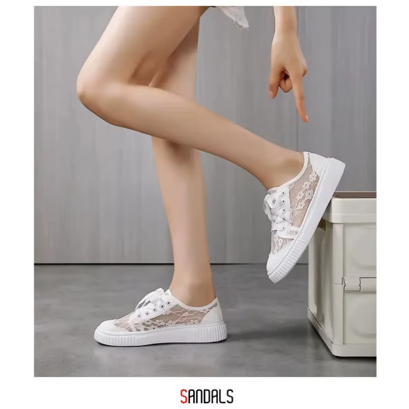 Chaussures de sport décontractées en dentelle pour femme