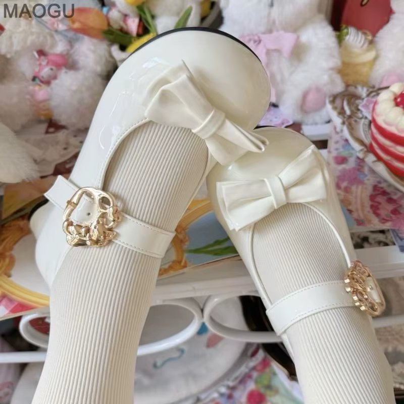 Chaussures Lolita pour femmes bout rond nœud Mary Janes mignon doux dames printemps été escarpins à talons bas Zapatos De Mujer taille 35-40