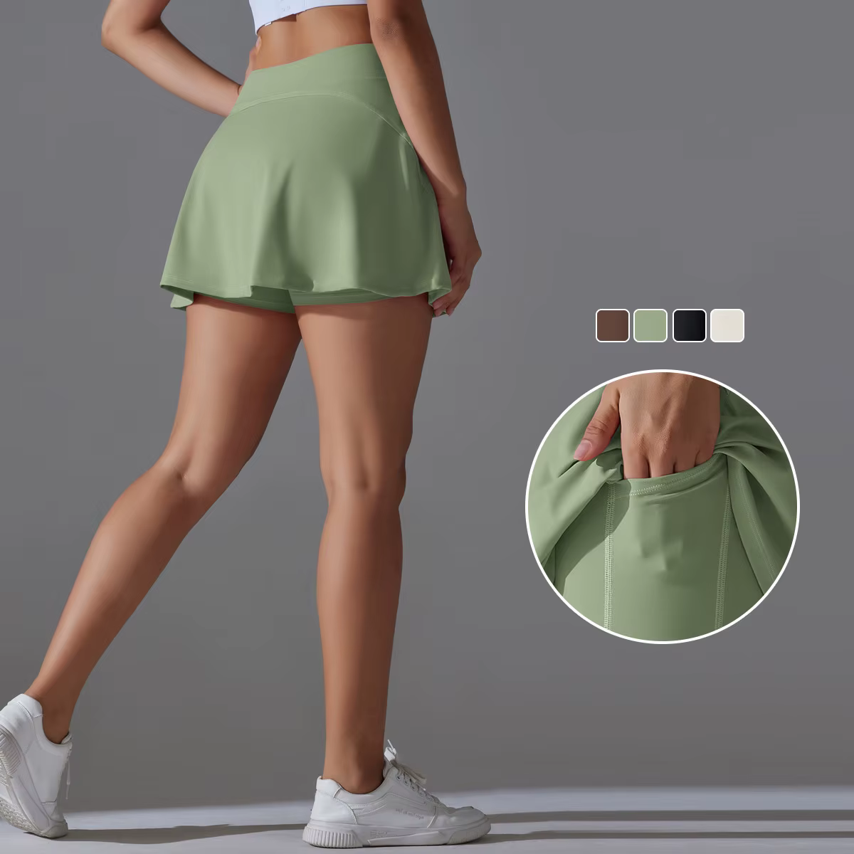 Jupe de Tennis pour femmes, jupe de Sport à volants avec short, faux deux pièces, vêtements de Fitness, taille haute, respirante, danse, Yoga