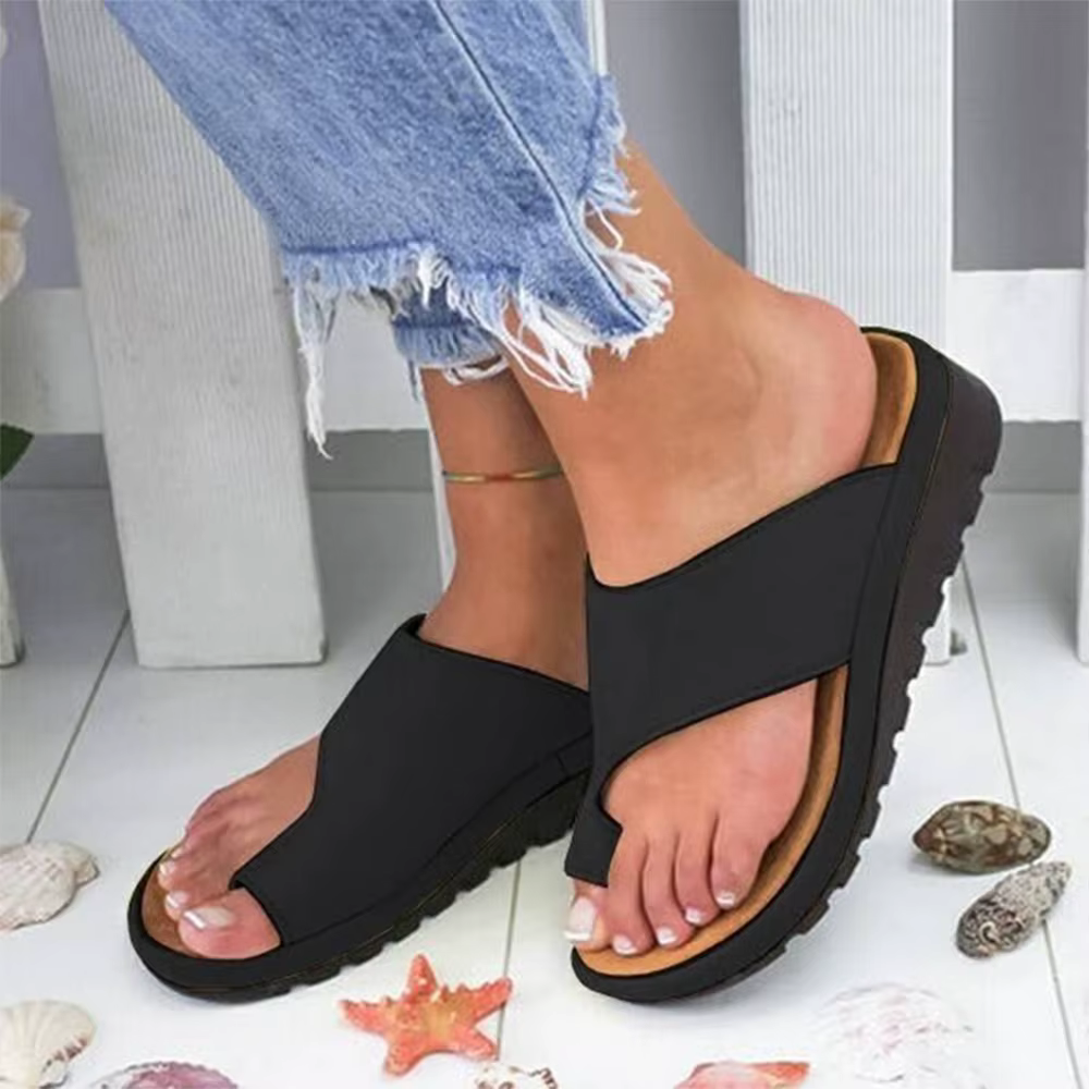 Nouvelles femmes pantoufles semelle plate décontracté doux gros orteil pied sandale