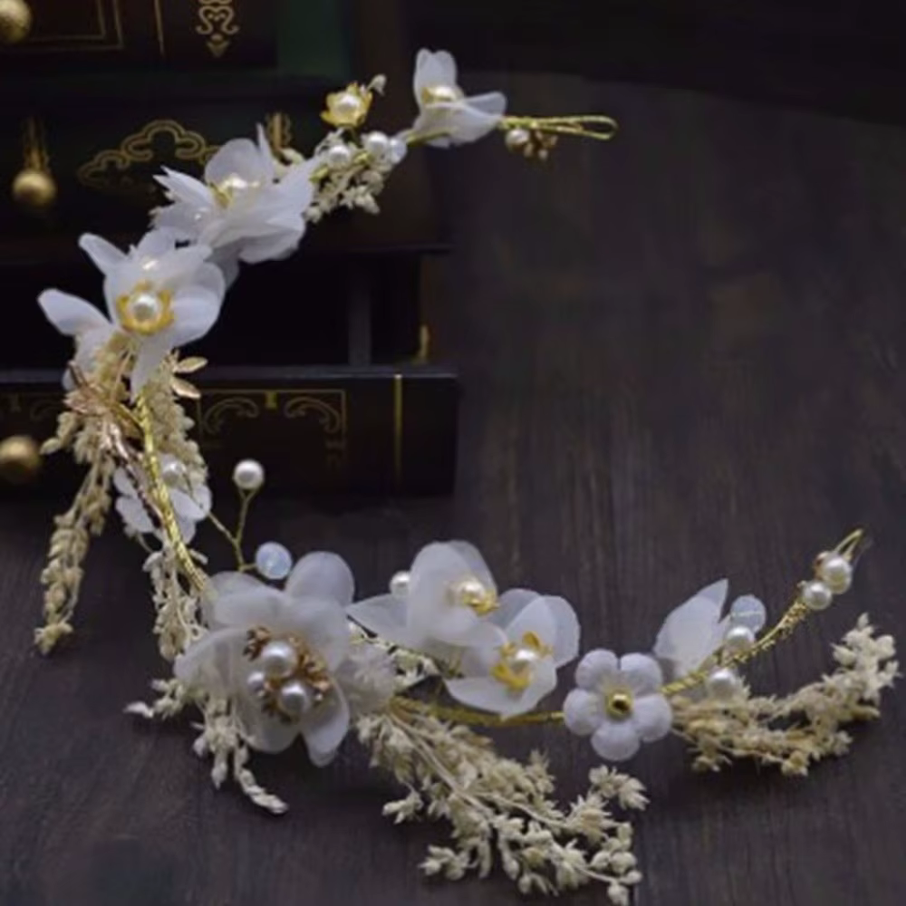 Accessoires pour cheveux, coiffure de mariée blanche, perle de forêt, bandeau de photographie, fleur, Style coréen, accessoires pour cheveux de mariage pour femmes
