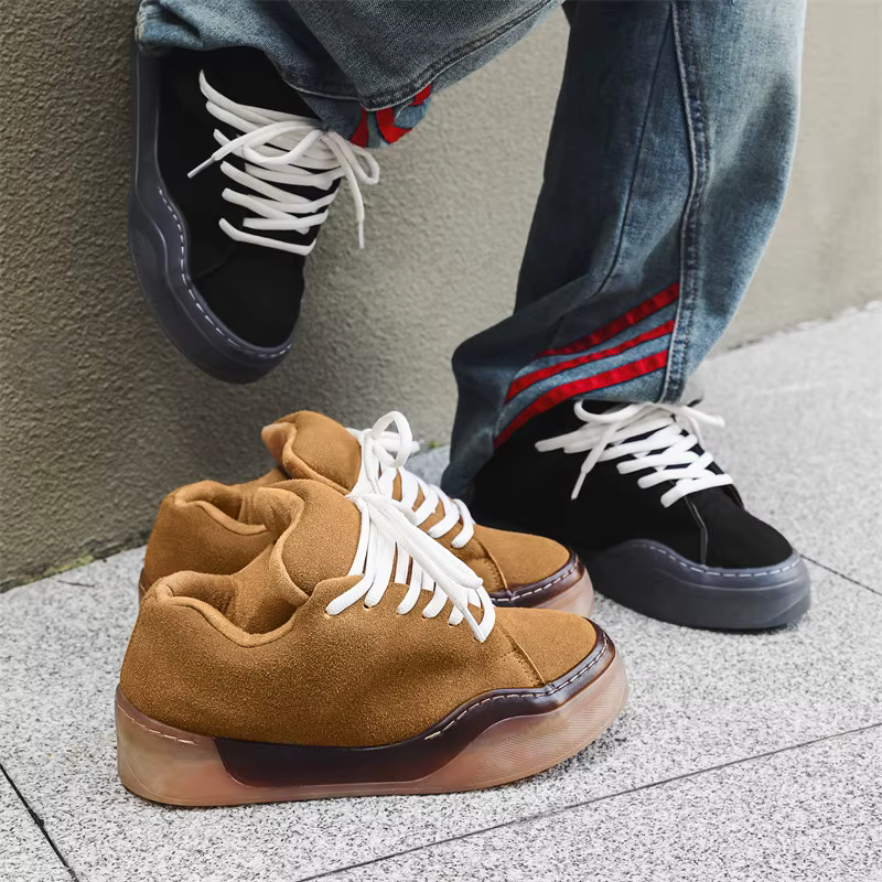 Chaussures de skateboard en cuir suédé pour hommes