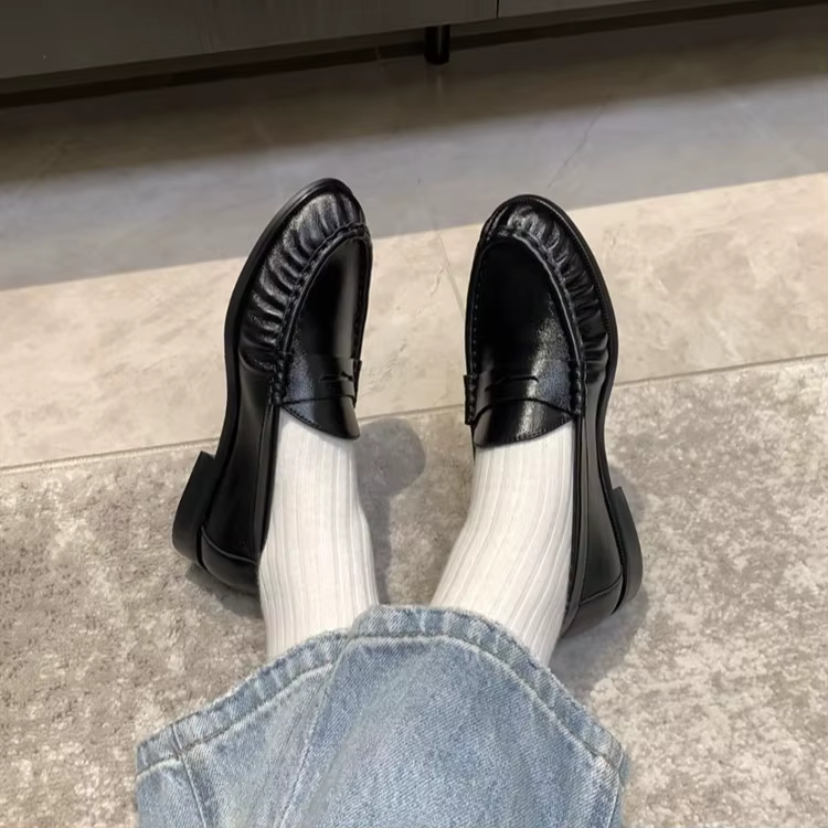 Mocassins plats pour femmes à bout rond style britannique