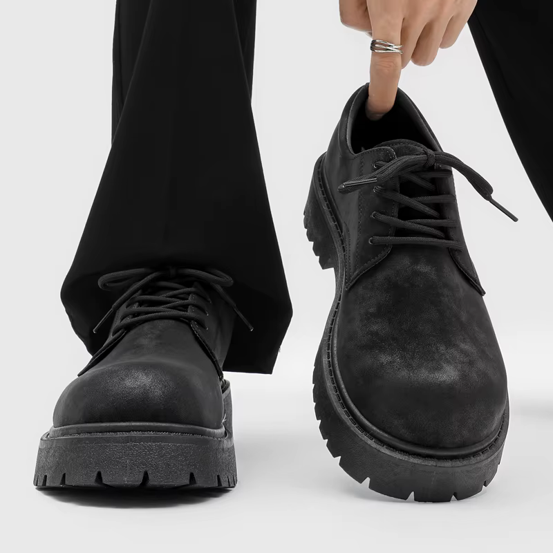 Chaussures Derby montantes à plateforme rétro de style anglais pour hommes