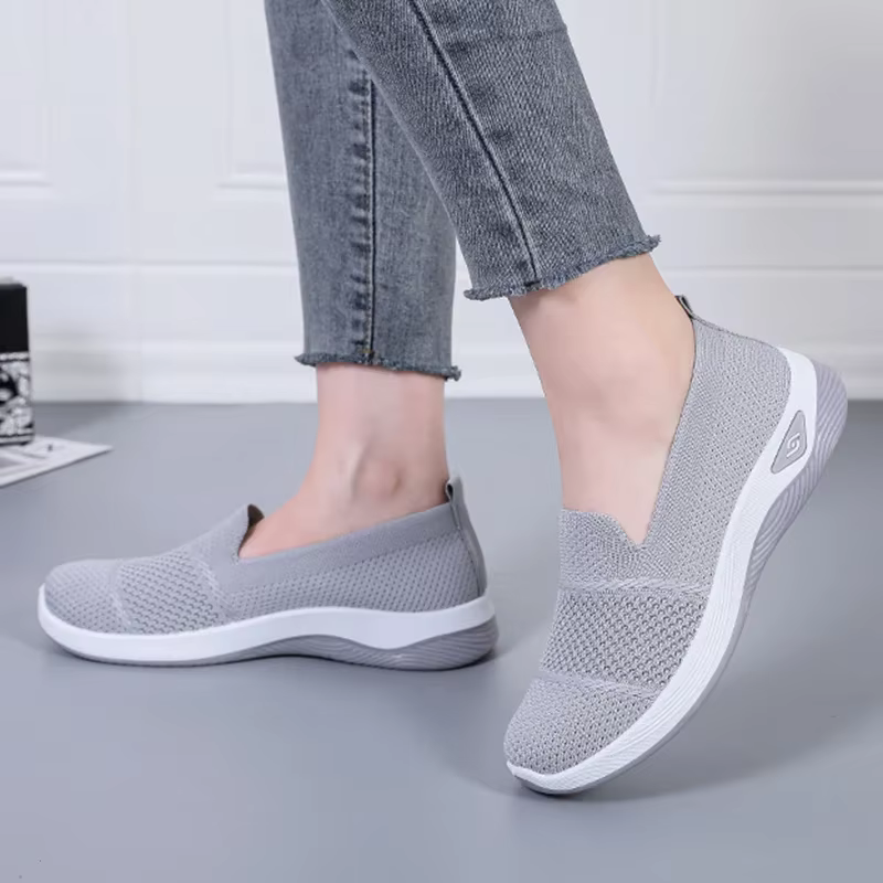 2025 respirant talon compensé mocassins femmes printemps été sans lacet tricoté chaussures de sport femme anti-dérapant