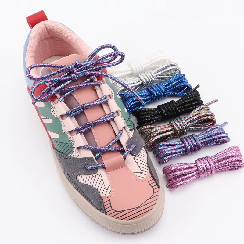 Lacets de chaussures à paillettes métalliques