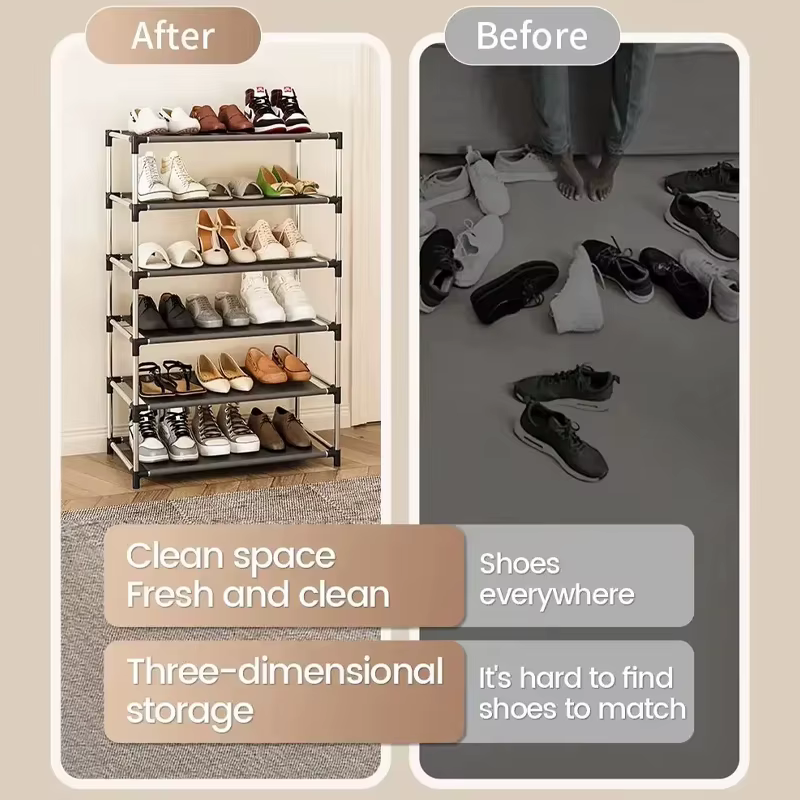 Étagère à chaussures en métal à 7 niveaux