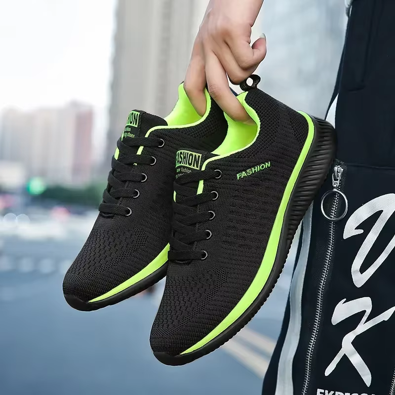 Baskets pour hommes noir décontracté confortable tricoté chaussures de sport respirant