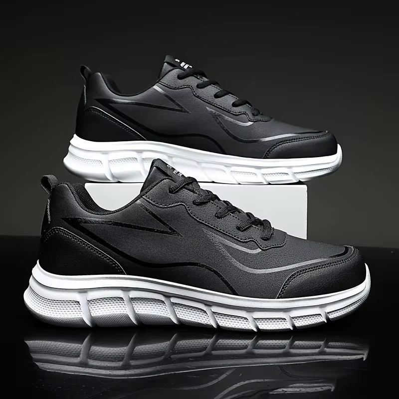 Chaussures de course noires en cuir imperméables
