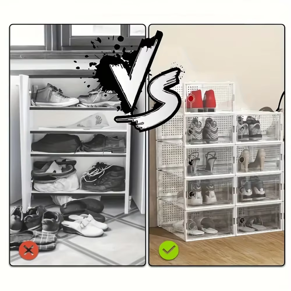 Boîtes à chaussures transparentes empilables