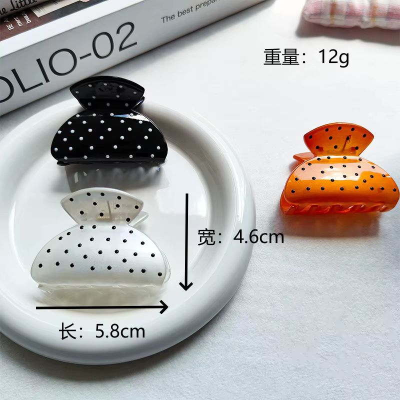 Barrettes à cheveux Style français pour femmes, Design à pois ondulés noirs, pince à cheveux à la mode pour filles, accessoires pour cheveux doux, couvre-chef