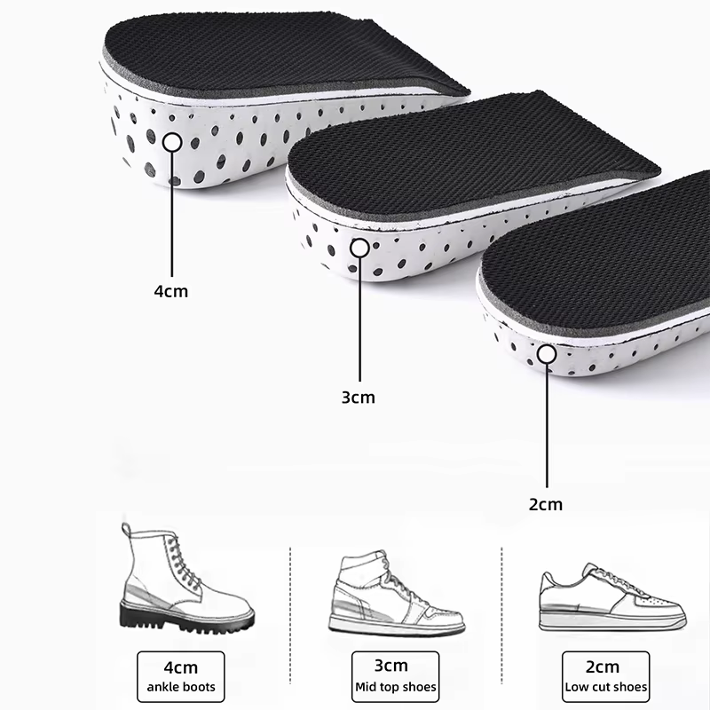 1 paire de semelles intérieures respirantes en mousse à mémoire de forme pour augmenter la hauteur