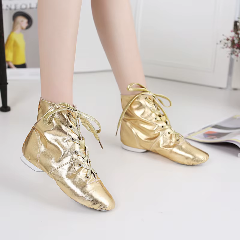 Chaussures de danse en cuir haut Jazz