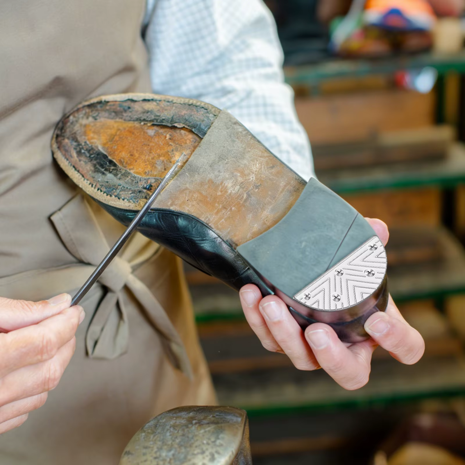 1 paire de plaques de talon en métal