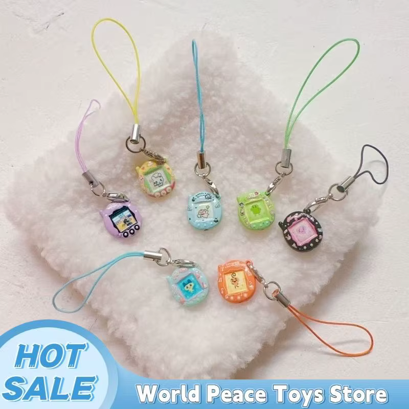 Porte-clés Tamagotchi miniature japonais Kawaii, pendentif pour sac, accessoire de collection pour clés, chaîne de coque de téléphone, décoration suspendue pour sac, cadeau