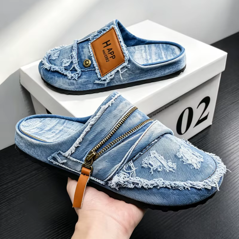 Chaussures décontractées tendance pour hommes été 2026 en toile denim bleue