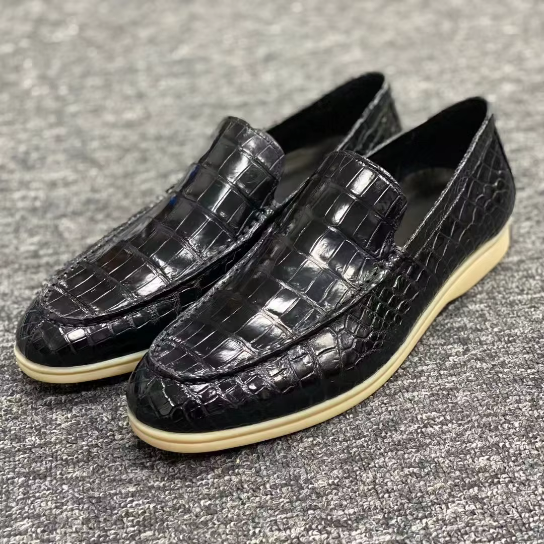 Nouvelles chaussures décontractées en peau de crocodile pour hommes 2026