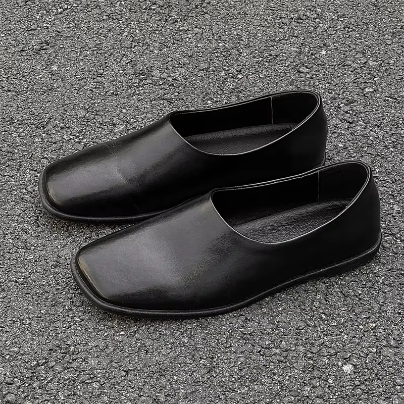 Chaussures de bureau en cuir véritable à fond souple pour hommes